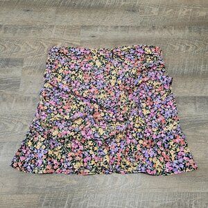 ZARA | Draped Ruched Floral Print Skirt | Sz. L
